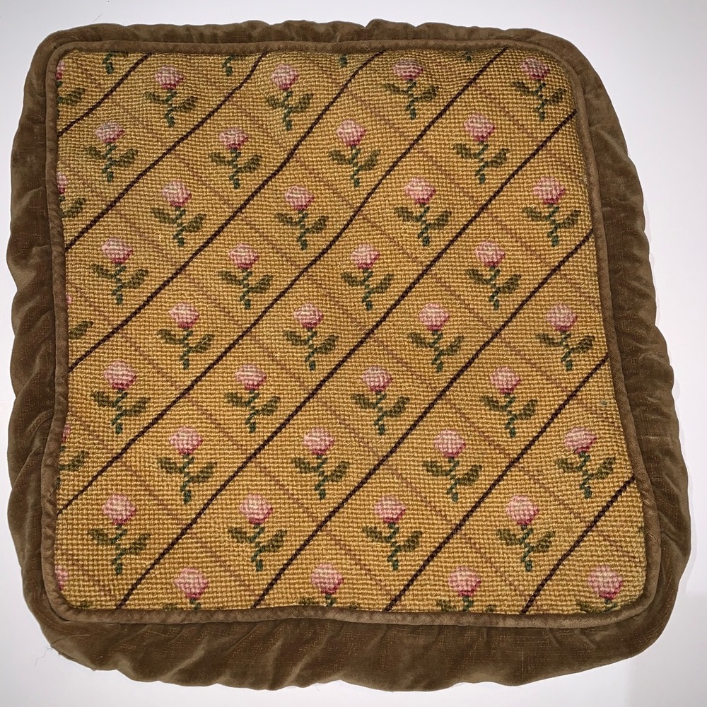 Vintage Needlepoint Pillow Cover Zip